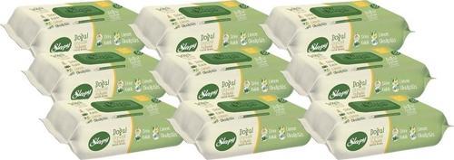 Islak Havlu Mendil Doğal Organik Pamuklu 50 Yaprak Plastik Kapaklı (9 Lu Set)