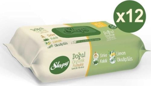 Islak Havlu Mendil Doğal Organik Pamuklu 50 Yaprak Plastik Kapaklı 12x50 600 Yaprak