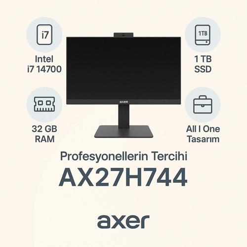 AX27H744 İntel i7 14700 32GB-1TBSSD 27" Freedos AIO Masaüstü Bilgisayar