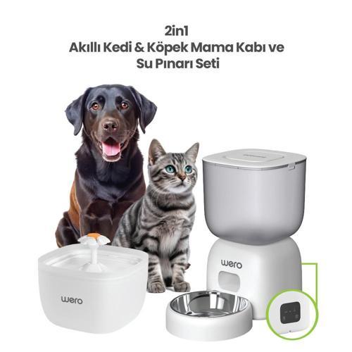 2in1 Akıllı Kedi & Köpek Mama Kabı ve Su Pınarı Seti | Wi-Fi Kontrollü, Otomatik Besleme (WF1)