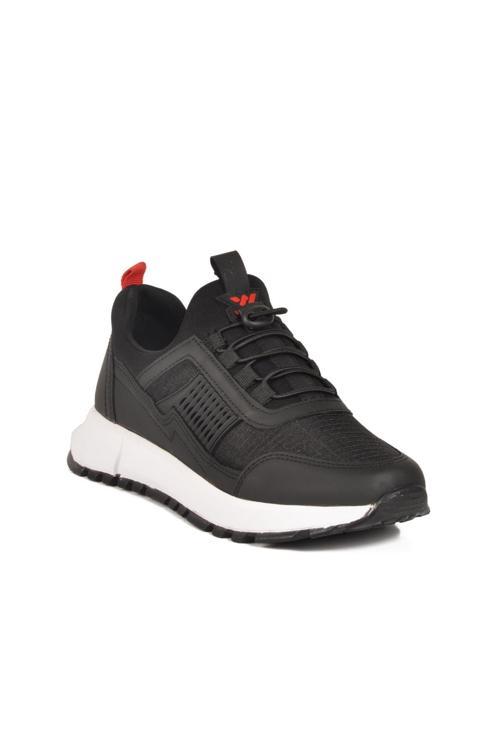Nans 6006 G Siyah-Kırmızı Fileli Kilit Bağcıklı Unisex Spor Ayakkabı