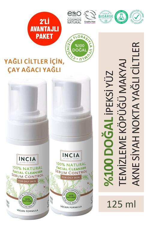 %100 Doğal İpeksi Yüz Temizleme Köpüğü Makyaj Akne Siyah Nokta Sivilce Yağlı Ciltler 125 ml 2X Adet