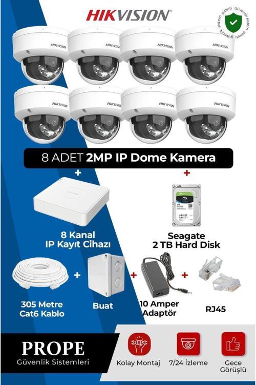 8 Kameralı Dome Ip Full Sistem Paketi