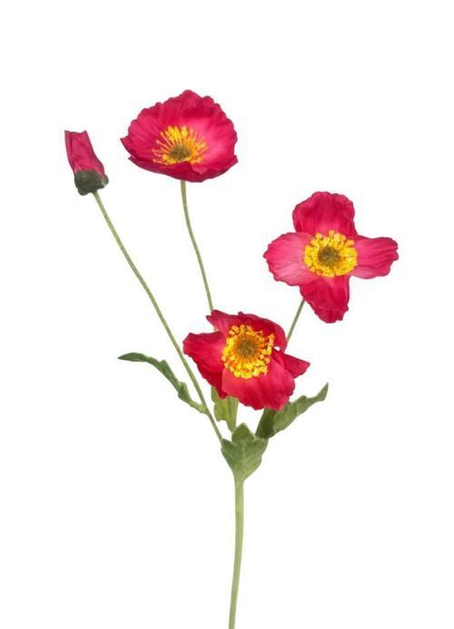 Yapay Çiçek Gelincik Çiçeği Pembe Koyu Renk 3 Çiçek 1 Tomurcuk 59Cm