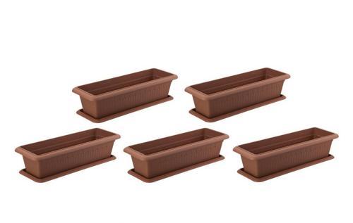 SY-5785 Orta Antik Köşeli Tabaklı Saksı 46 lt Kahverengi 5 Adet