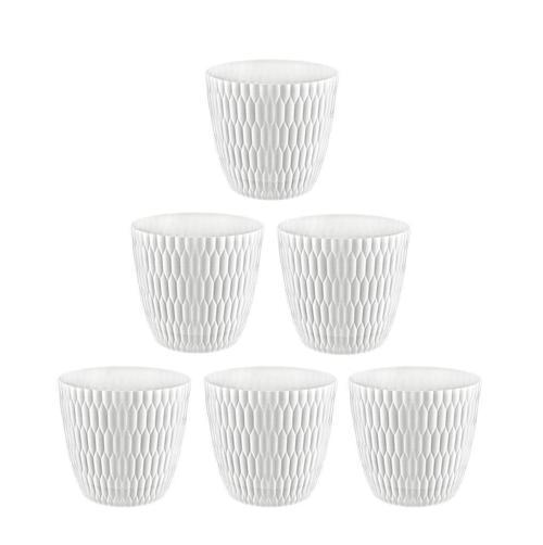 SY-5445 6,5 Lt Beyaz Decora Desenli Saksı 6 Adet