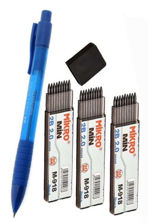 2.0 Mm Kalın Uçlu Versatil Kalem Faber Castell 1 Adet ve 2.0 Mm Kalın Uç Siyah 3 Adet Kalın Uçlu Mekanik Kalem