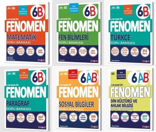 Fenomen Okul 2026 6. Sınıf Matematik + Türkçe + Fen + Paragraf + Sosyal + Din B Soru Seti 6 Kitap Güncel Müfredat
