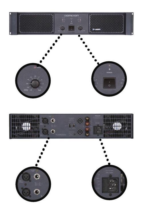 Omcron P-2000 2x1000W Çift Çıkışlı Stereo Power Anfi Güç Anfisi