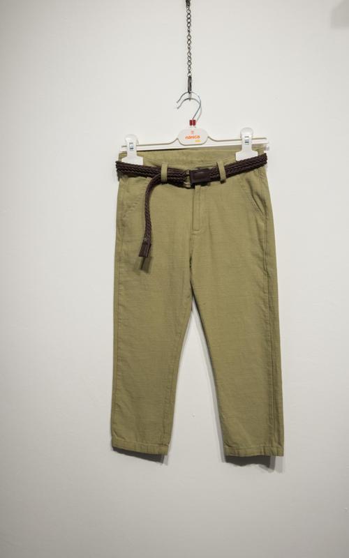 KEMERLİ KETEN PANTOLON Zeytin Yeşili