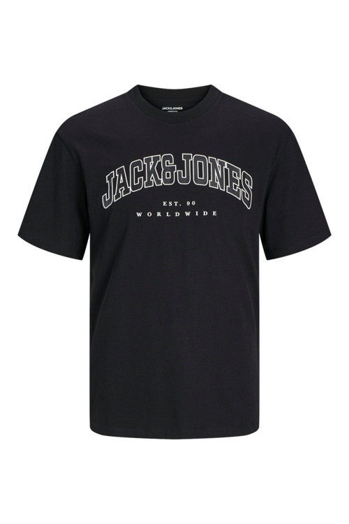 Jack Jones Jjecaleb Varsıty Tee Ss O-Neck Noos Pls Erkek Siyah Büyük Beden Tshirt 12258871-02