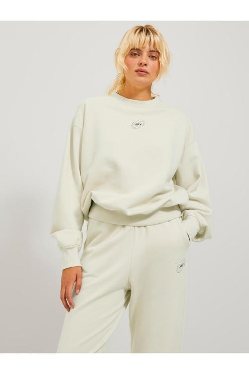 Jack Jones Jxjada Soft Loose Ls Sweat Swt Sn Kadın Beyaz Sweatshirt 12244363-01