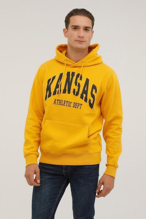 Men Kapüşonlu Sweat Erkek Kahverengi Sweatshirt 23189-14