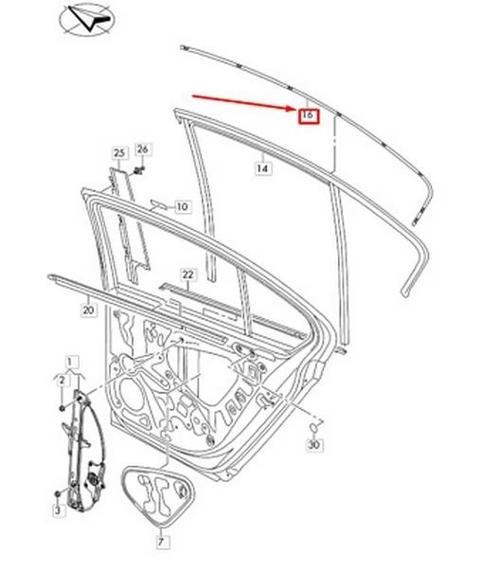 Volkswagen Passat 2014  Kapı Cam Çıtası Arka Sağ  (Oem No:3G5839644J7Z7)
