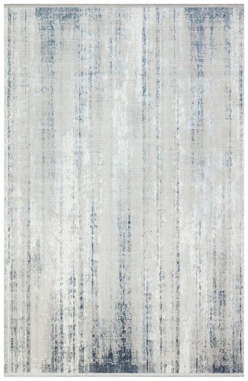 Hartford Mavi Çerçeveli Etnik Modern Desenli Akrilik Hav Vermeyen Leke Tutmayan Kolay Temizlenen Yumuşak Makine Salon Yolluk Mutfak Halı