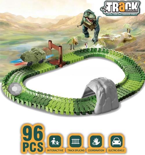 Dinazorlar Dünyası, Dinosour Tracks 96 Parça Esnek Raylı Yarış Pisti - 96 Parça