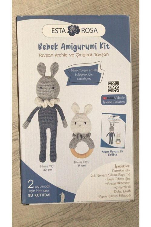 Rosa Tavşan Archie Ve Çıngırak Tavşan Bebek Amigurimi Kiti