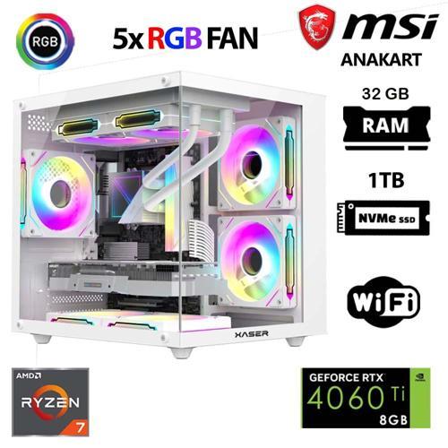 Cube X80 Ryzen 7 5700x 32GB Ram 1TB M.2 NVMe SSD 8GB RTX5060 Ti Beyaz Masaüstü Oyuncu Bilgisayarı