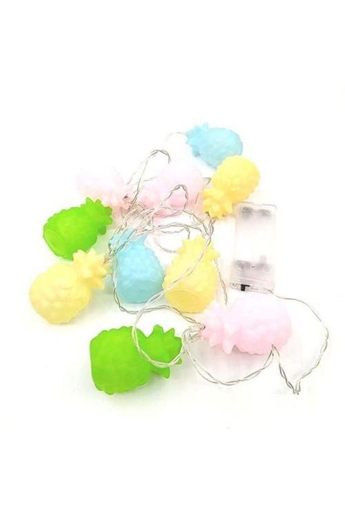 Platın By Orses Karışık Renk Dekoratif Ananas Dolama 10’Lu Şerit Led Işık Zinciri