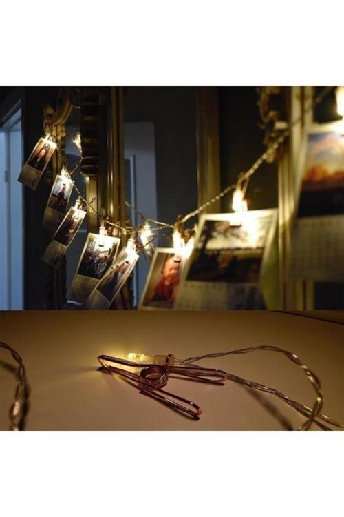 Platın By Orses Bakır Renkli Led Işıklı Fotoğraf Asma Işık Süsleme Mandalları