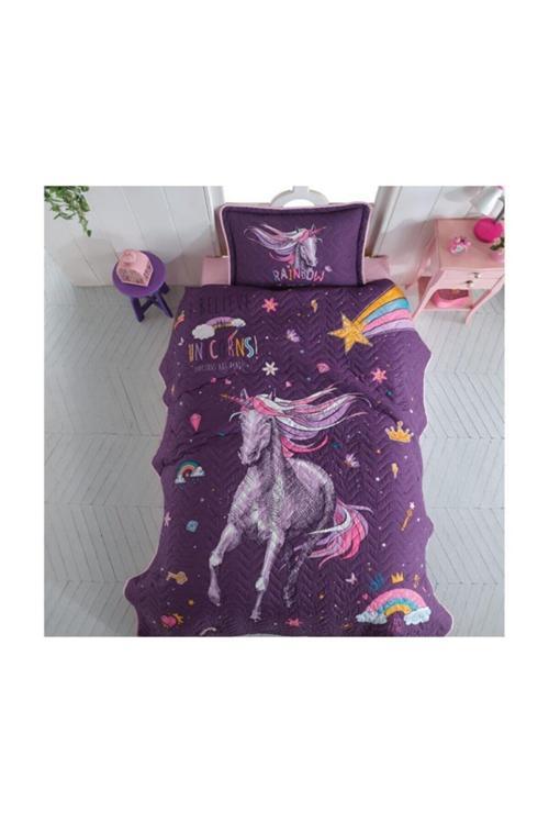 Ranforce Kapitone Yatak Örtüsü Tek Kişilik Rainbow V1 Mor