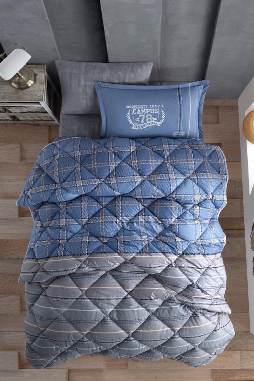 Ranforce Pamuklu Tek Kişilik Uyku Seti Campus V2 Mavi