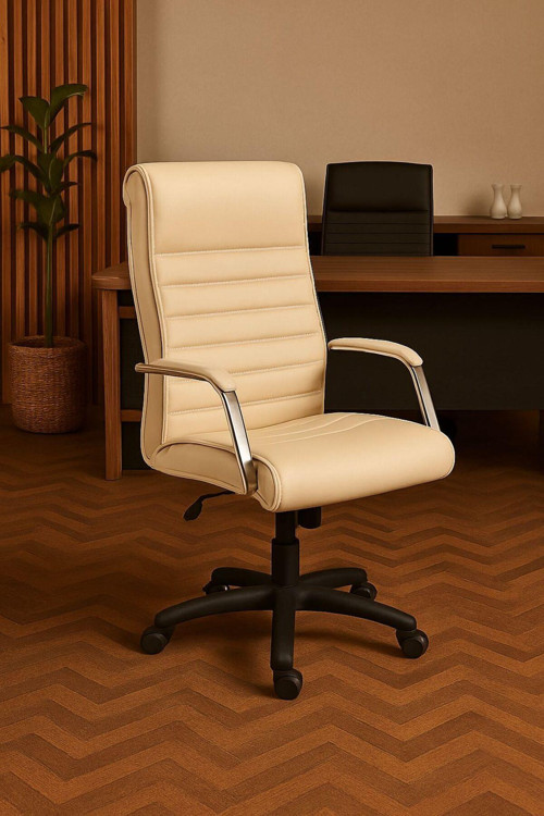 Staryo Beyaz Yönetici Koltuğu – Ergonomik Bel Destekli, Ayarlanabilir Yükseklikli