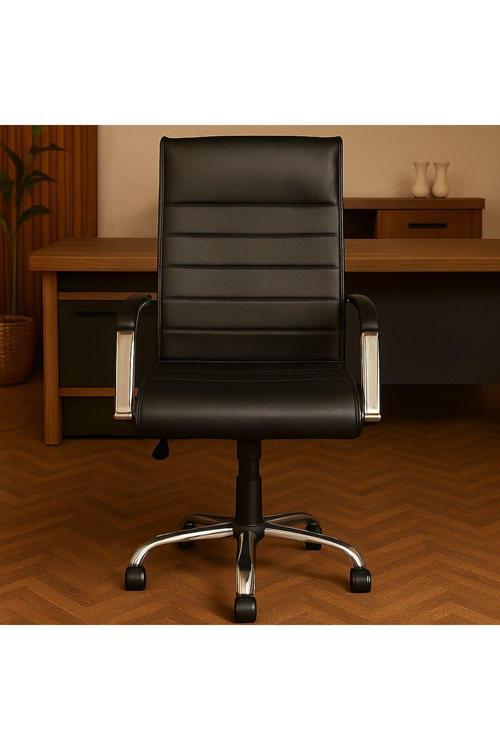 Staryo Yönetici Koltuğu–Ergonomik Bel Destekli, Ayarlanabilir Yükseklikli, Krom Ayaklı