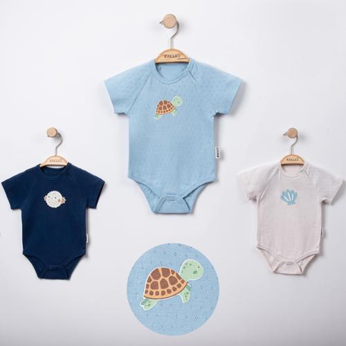 KAPLUMBAĞA KISA KOL ÜÇLÜ BODY SET Mavi