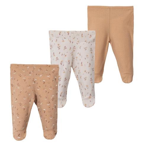 ÇİÇEKLİ ÜÇLÜ PATİKLİ PANTOLON SET Bej
