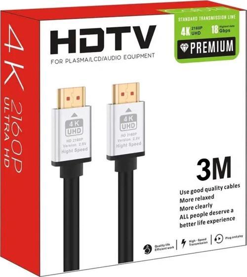 Hdmi Kablo 3 Metre 4k Hdtv 2160paltın Kaplama Uç Yüksek Hızlı Aktarım
