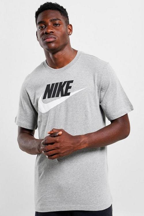 Sportswear Futura Swoosh Logo Tee T Shirt Unisex Baskılı Tişört Gri