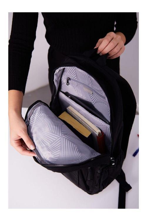 3061 Unisex Suya Dayanıklı Krinkıl Kumaş Çok Gözlü Krem Laptop Okul Ve Sırt Çantası