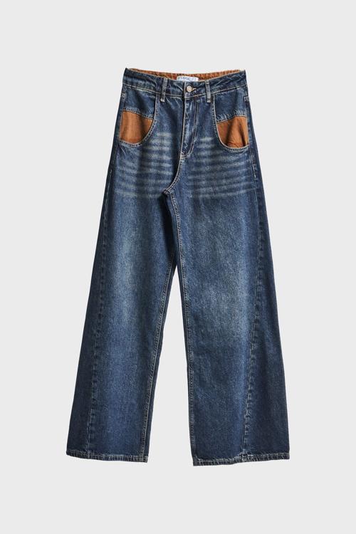 Kadın Kot Rengi 2w5-8 Palazzo Fit Cep Detaylı Süper Bol Kesim %100 Koton İç Boy 83cm Denim Jean