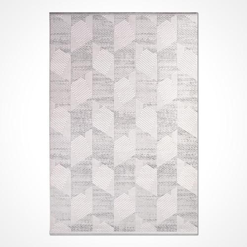 Phoenix Gri Geometrik Etnik Modern Desenli Akrilik Hav Vermeyen Leke Tutmayan Kolay Temizlenen Yumuşak Makine Salon Yolluk Mutfak Halı