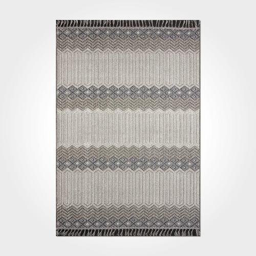 Reina Gri Geometrik Etnik Modern Desenli Hav Vermeyen Leke Tutmayan Kolay Temizlenen Yumuşak Makine Salon Yolluk Mutfak Halı