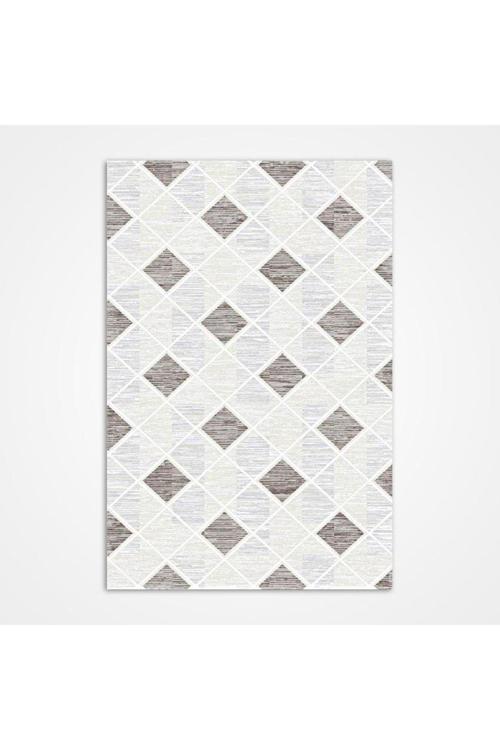Jayleen Gri Geometrik Etnik Modern Desenli Hav Vermeyen Leke Tutmayan Kolay Temizlenen Yumuşak Makine Salon Yolluk Mutfak Halı