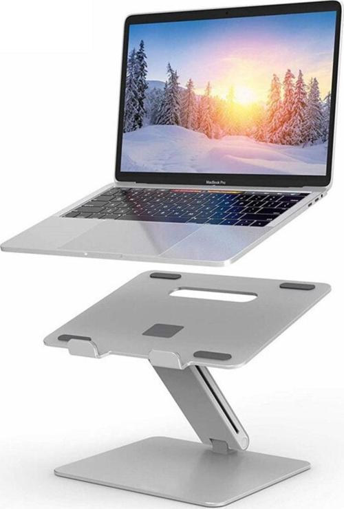 Notebook Standı 8 Kg Taşıma Kapasiteli Açılı Kaydırmaz Pedli %100 Tok Aliminyum Gümüş
