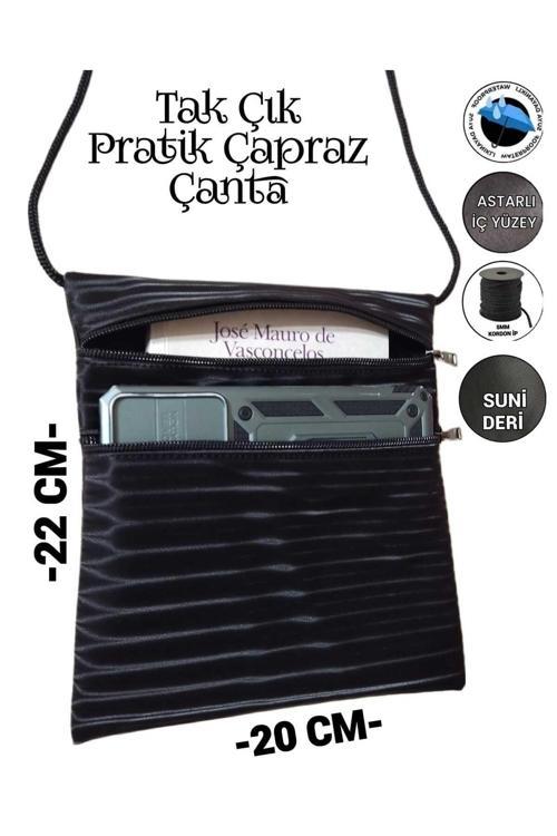 Tak Çık Pratik Çapraz Omuz Çantası Iki Bölmeli Cüzdan Çanta