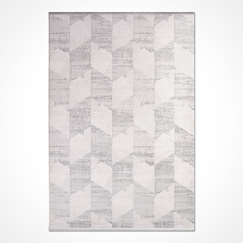 Phoenix Gri Geometrik Etnik Akrilik Kolay Temizlenen Yumuşak Makine Salon Halı-I-Cr-Filika-11253K-80x150