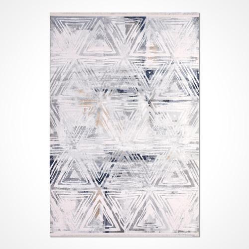 Elliot Gri Geometrik Etnik Modern Desenli Akrilik Hav Vermeyen Leke Tutmayan Kolay Temizlenen Yumuşak Makine Salon Yolluk Mutfak Halı