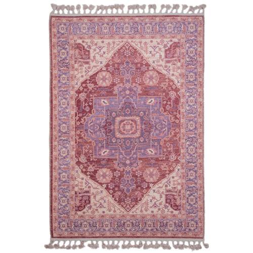 Sittard Göbekli Pembe Polyester Dikdörtgen Modern Desenli Pamuk Makinada Yıkanabilir Hav Toz Vermez Leke Tutmayan Kaymaz Taban Dijital Makine Baskı Salon Yolluk Mutfak Halı