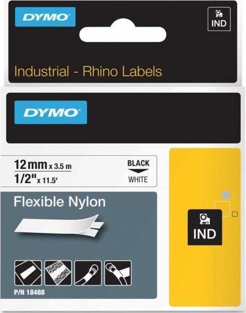 Rhino Pro Esnek Naylon Şerit 12mmx3,5m Beyaz/Siyah (18488)