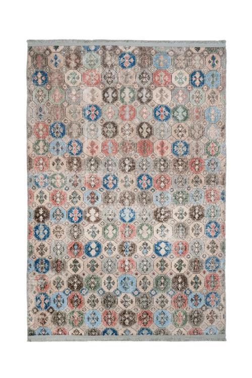 Brda Patchwork Gri Polyester Dikdörtgen Modern Desenli Pamuk Makinada Yıkanabilir Hav Toz Vermez Leke Tutmayan Kaymaz Taban Dijital Makine Baskı Salon Yolluk Mutfak Halı