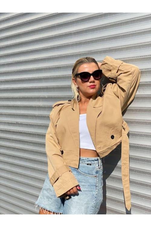 Kadın Kısa Trench Mont