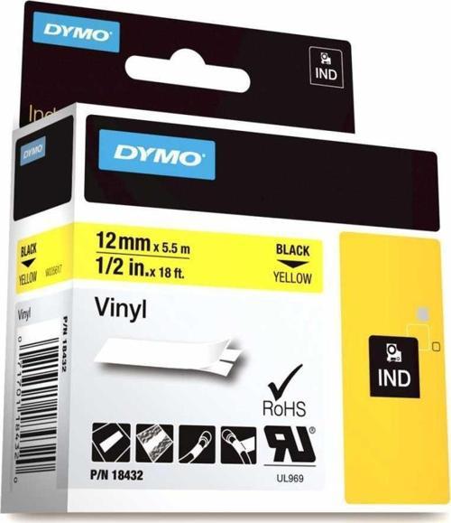 RhinoPRO Renkli Vinil Şerit 12mmx5,5m Sarı/Siyah 18432