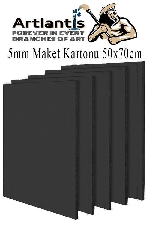 Maket Kartonu Siyah Fotoblok 5 mm 50x70 cm 5 Adet Hobi Sanat Okul Köpüklü Straforlu Maket Kartonu
