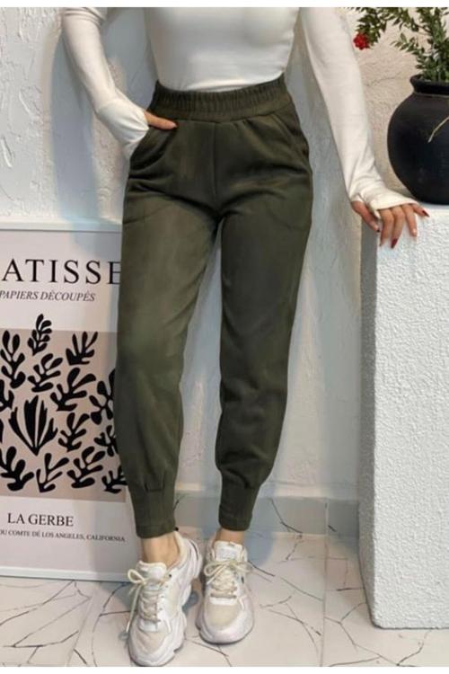 Paça Pensli Süet Pantolon