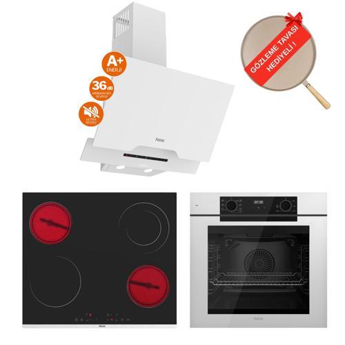 FryArt&FlowArt Solivra Sessiz Davlumbaz Elektrikli Beyaz Ank. Set (D064-SA + MS263 + QEP63CB)