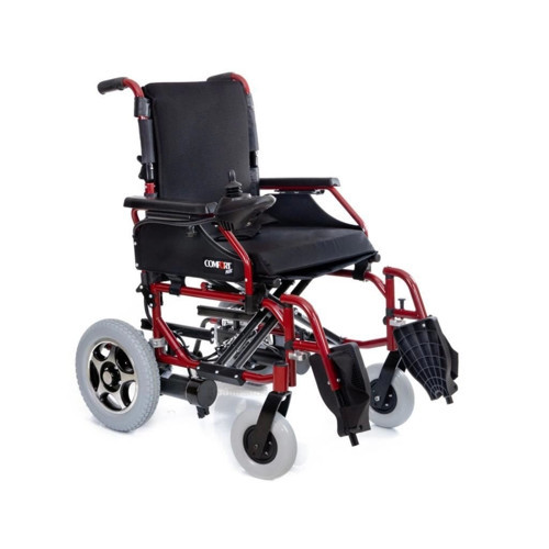 Akülü Tekerlekli Sandalye Bordo | 340W Motor, Katlanabilir Çelik Şase, 120 kg Taşıma Ka